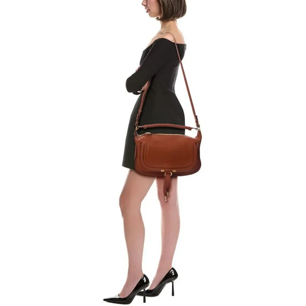 Chloé Marcie Small Leather Shoulder Bag, Brown